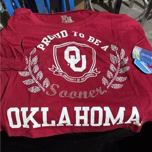 Oklahoma University women’s boxy cropped Red T-Shirt
